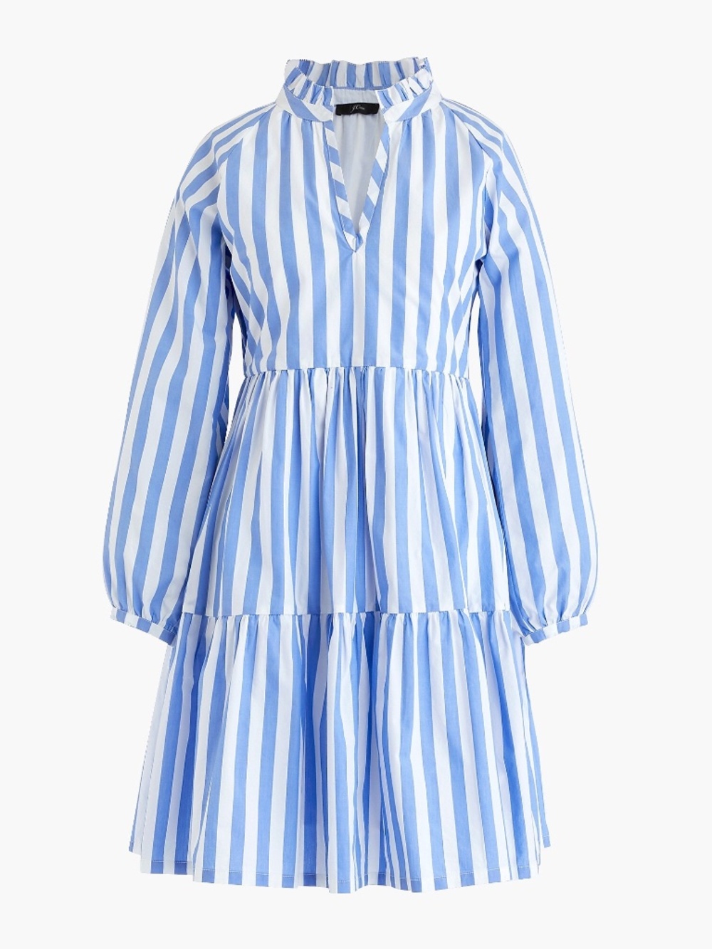 JCrew Popover  Blue White Striped Poplin Dress Size Small